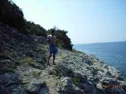 Walking on island Cres Croatia - coast near Stivan